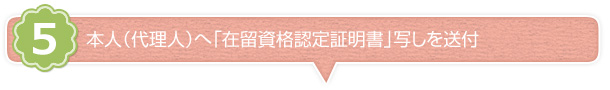 本人（代理人）へ「入学許可書」「在留資格認定証明書」写しを送付
