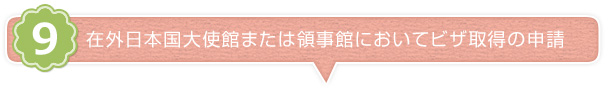 在外日本国大使館または領事館においてビザ取得の申請